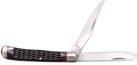 Cold Steel Trapper 3-Inch Dual-Blade Folder, 8Cr13MoV Stainless Blades, Brown Jigged Bone Handle with Bolsters