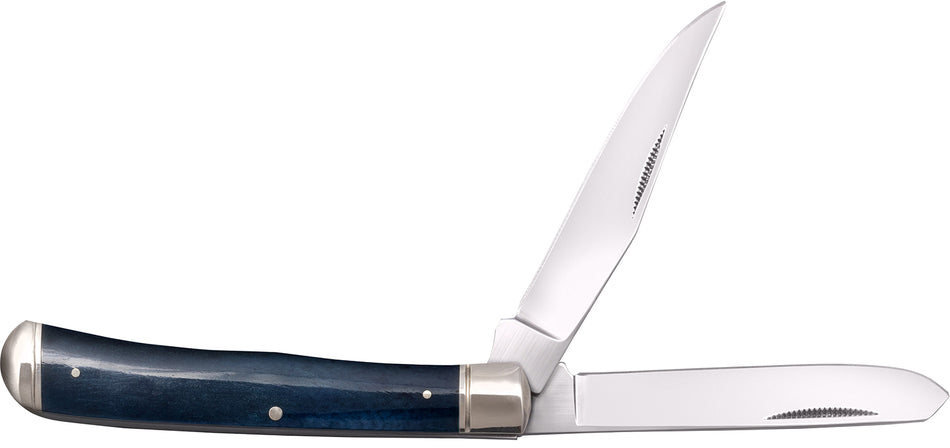 Cold Steel Trapper 3-Inch Dual-Blade Folder, 8Cr13MoV Stainless Blades, Dark Blue Bone Handle with Bolsters
