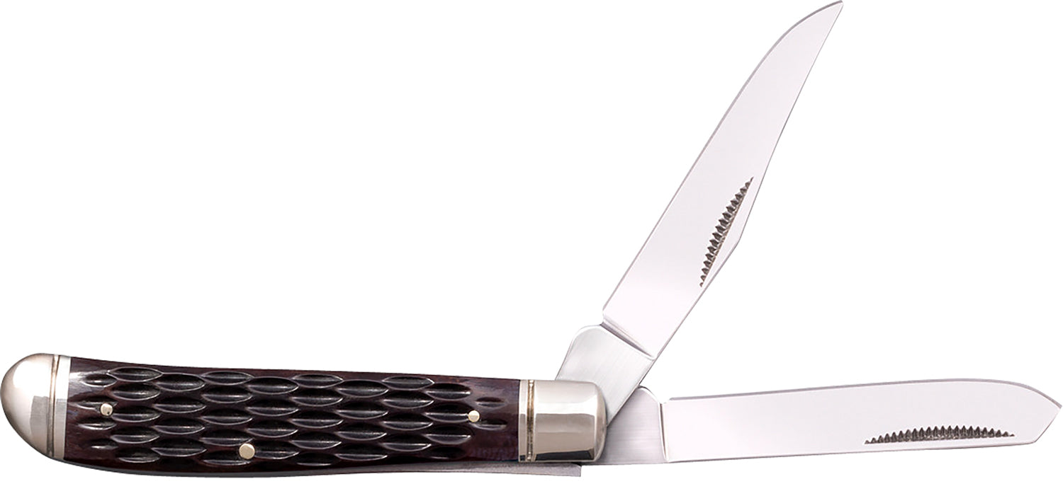 Cold Steel Mini Trapper Dual-Blade Folder, 3Cr13MoV Stainless Blades, Brown Jigged Bone Handle and Polished Bolsters