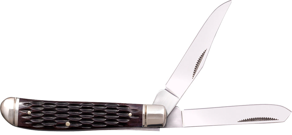 Cold Steel Mini Trapper Dual-Blade Folder, 3Cr13MoV Stainless Blades, Brown Jigged Bone Handle and Polished Bolsters