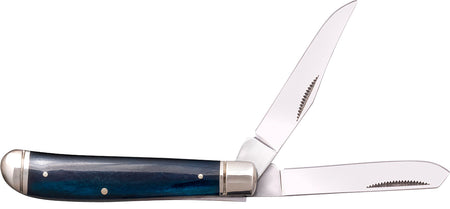 Cold Steel Mini Trapper Dual-Blade Folder, 3Cr13MoV Stainless Blades, Dark Blue Bone Handle and Polished Bolsters