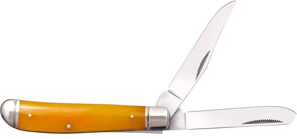 Cold Steel Mini Trapper Dual-Blade Folder, 3Cr13MoV Stainless Blades, Yellow Bone Handle and Polished Bolsters