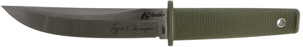 Cold Steel Kobun 5.5-Inch Fixed Tanto Knife, Plain AUS-8A Blade, OD Green Kray-Ex Handle, Includes Sheath