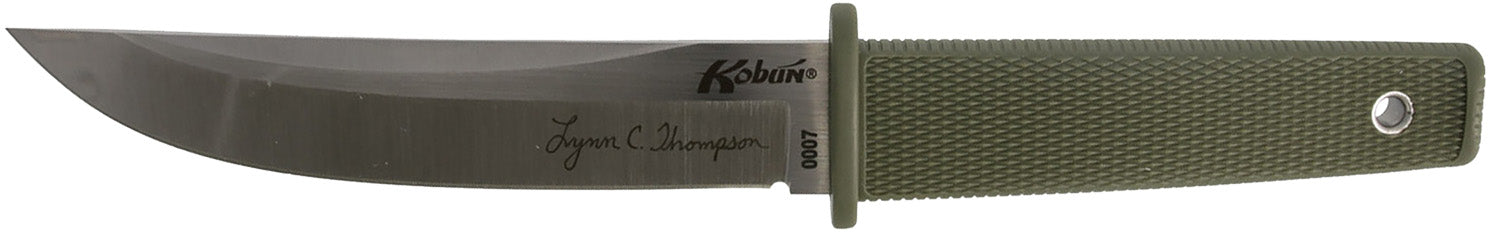 Cold Steel Kobun 5.5-Inch Fixed Tanto Knife, Plain AUS-8A Blade, OD Green Kray-Ex Handle, Includes Sheath