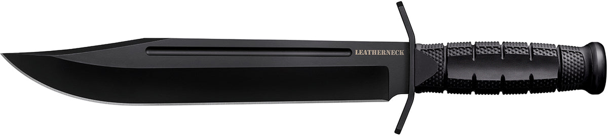 Cold Steel Leatherneck 10.5-Inch Bowie Fixed Blade, Matte Black D2 Steel Blade, Kray-Ex Handle with Forward Quillons