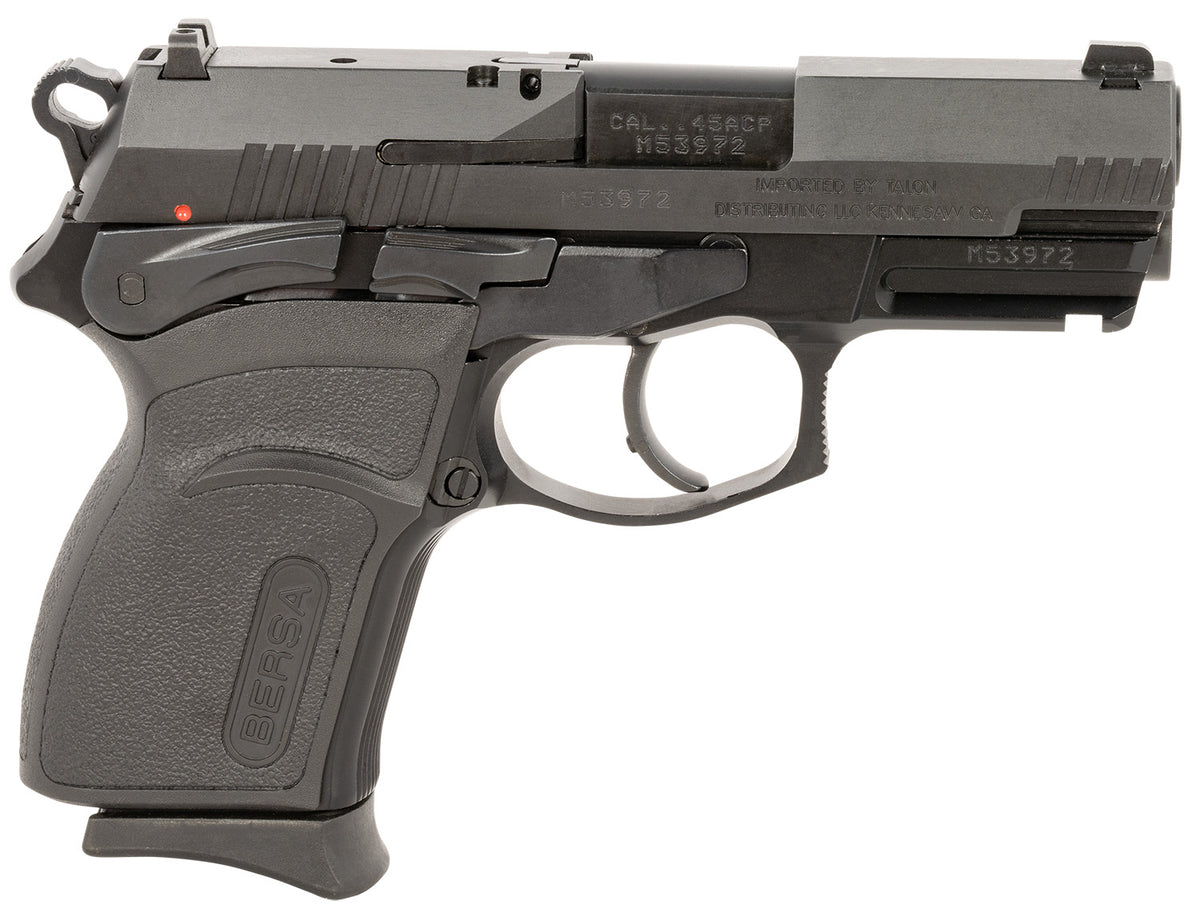 Bersa TPR45CM TPRC Compact Frame 45 ACP 7+1 3.50" Black Steel Barrel, Matte Black Serrated Steel Slide & Aluminum Frame w/Picatinny Rail, Ambidextrous