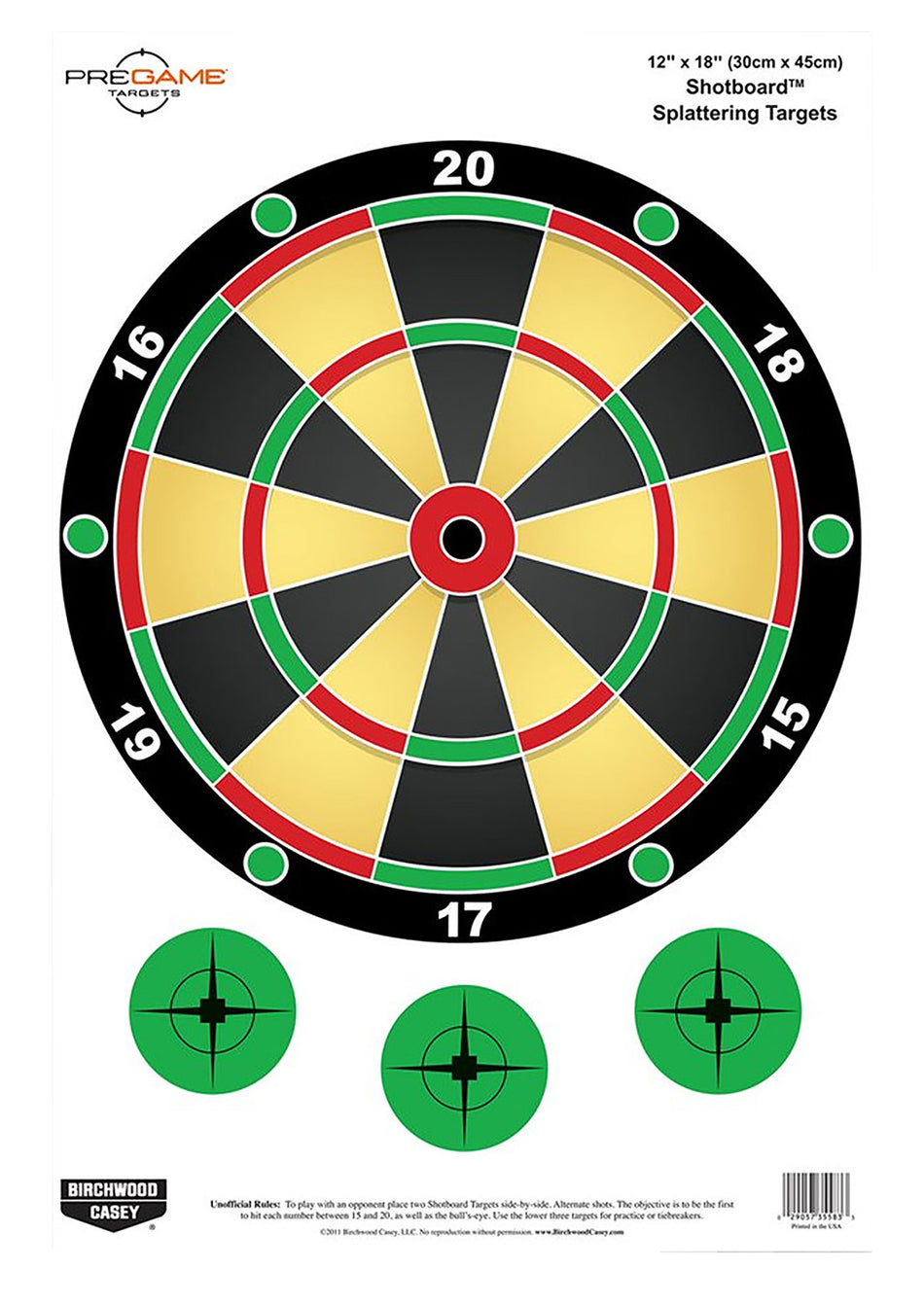 Birchwood Casey Pregame Shotboard White Splatter Paper Shooting Target 12"x18" 8 Count