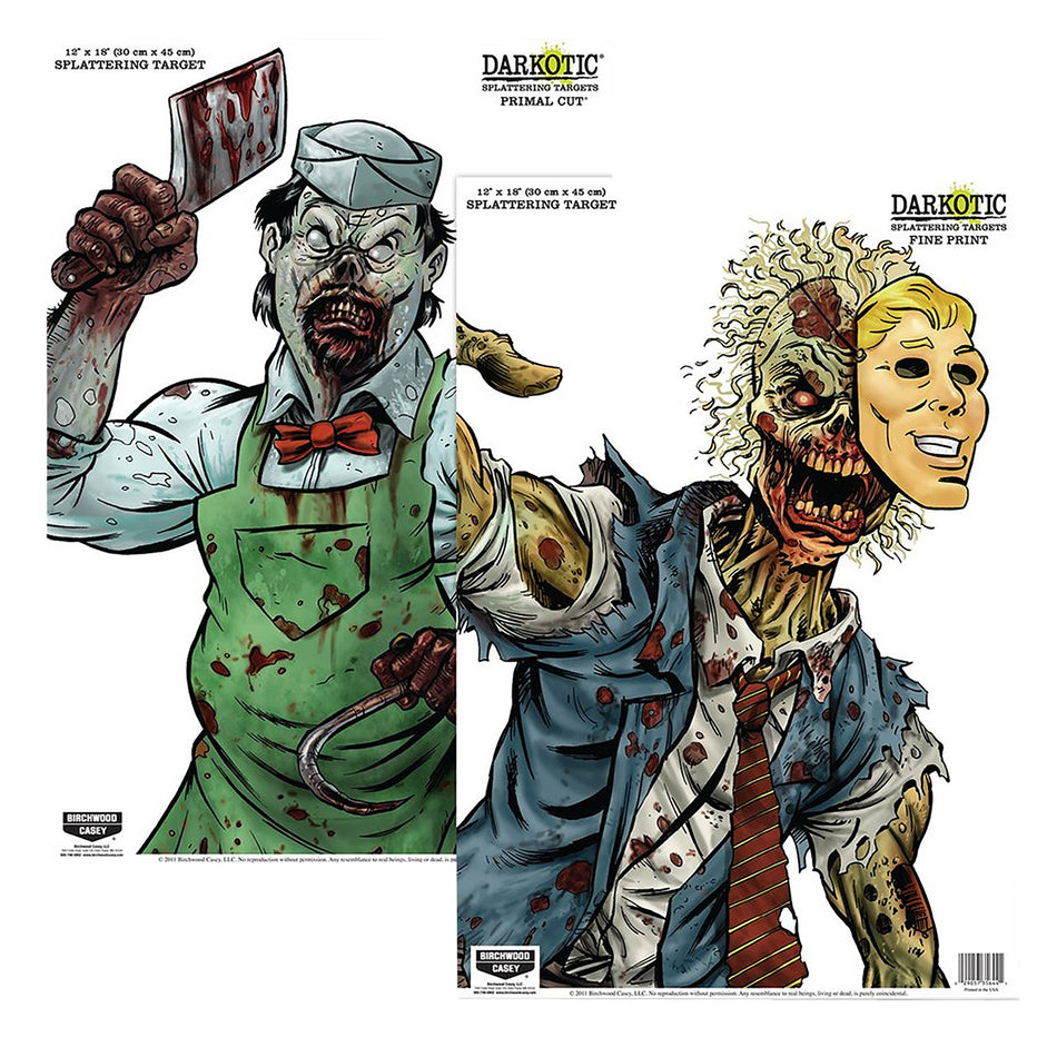 Birchwood Casey Darkotic Primal Cut Zombie Paper Shooting Target 12"x18" 8 Count