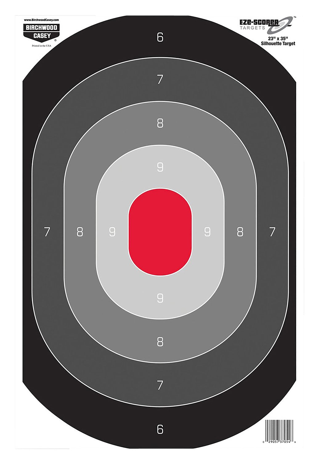 Birchwood Casey EZE-Scorer Silhouette Oval Range Target Black/Gray/Red 23"x35" 5 Targets