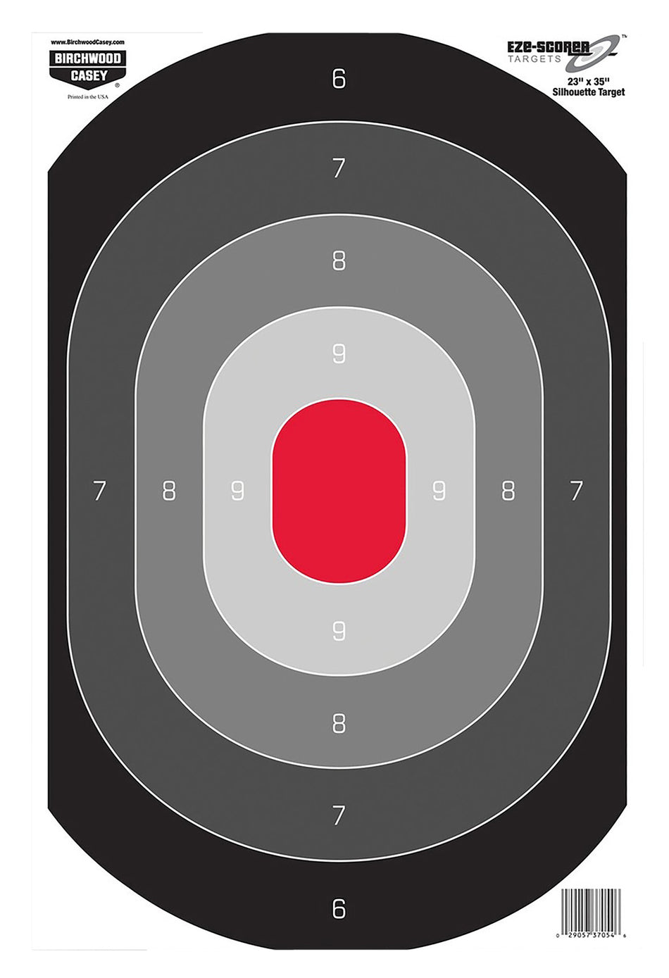 Birchwood Casey EZE-Scorer Silhouette Oval Range Target Black/Gray/Red 23"x35" 5 Targets