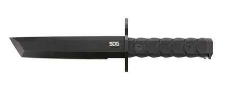 SOG Bayonet 7.00" Tanto Plain Black Blade G-10 Handle Multi-Purpose Fixed Blade Knife with Barrel Ring and Sheath