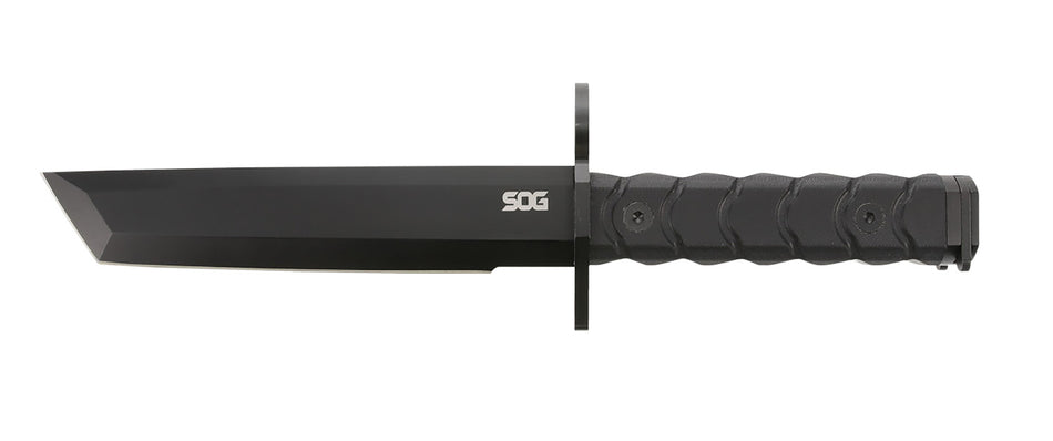 SOG Bayonet 7.00" Tanto Plain Black Blade G-10 Handle Multi-Purpose Fixed Blade Knife with Barrel Ring and Sheath