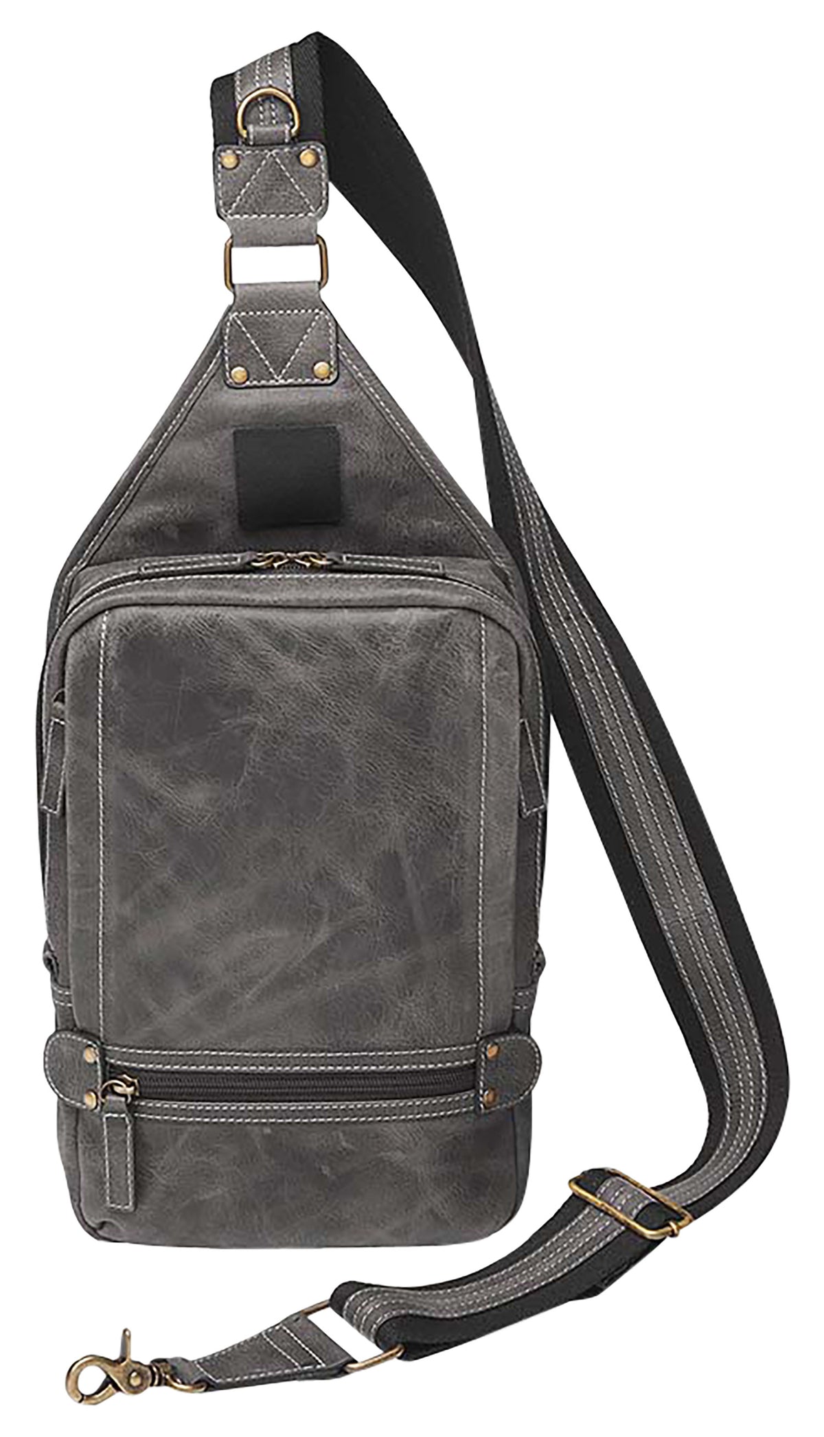 Gun Tote'n Mamas Gray Distressed Leather Sling Backpack GTMCZY108GREY with Standard Holster