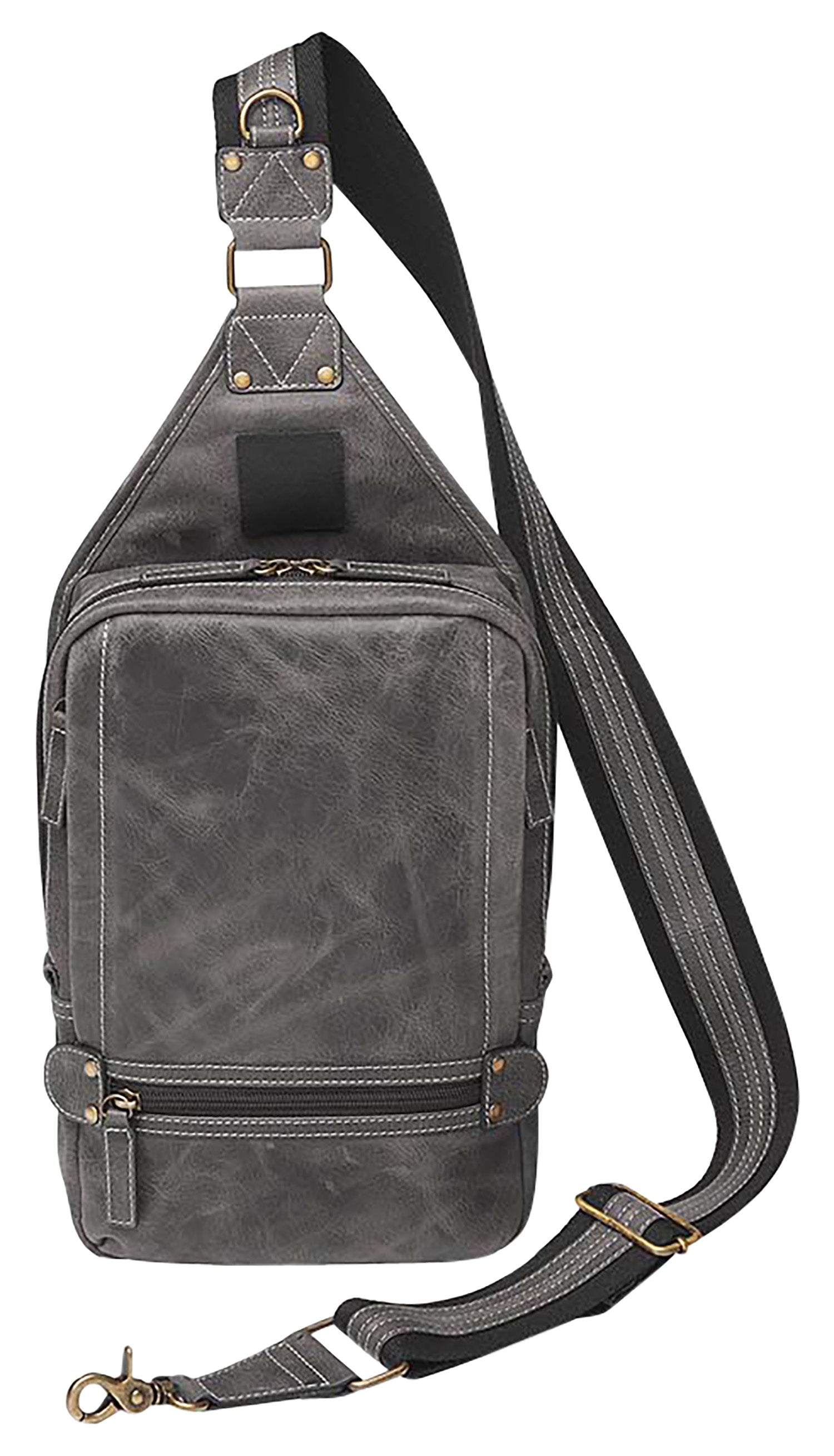 Gun Tote'n Mamas Gray Distressed Leather Sling Backpack GTMCZY108GREY with Standard Holster