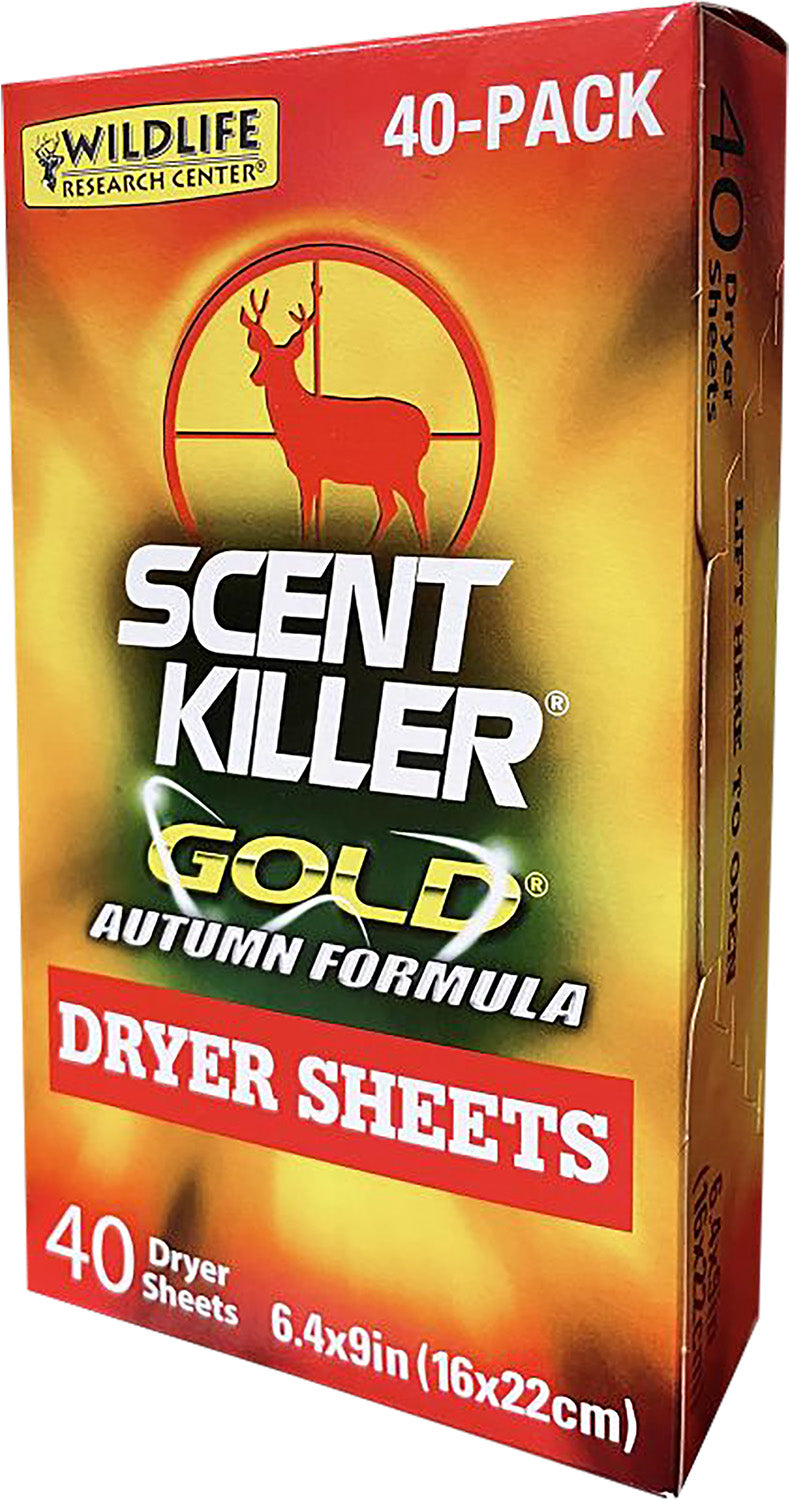 Wildlife Research 1283 Scent Killer Gold Odor Eliminating Hunting Dryer Sheets Forest Scent 40 Pack