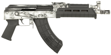 Century Arms HG7673N Draco 7.62x39mm 30+1 6.25" Black Threaded Barrel, Black Magpul AK Handguard, Distressed White Cerakote Steel Receiver, Black Polymer Grip, Right Hand