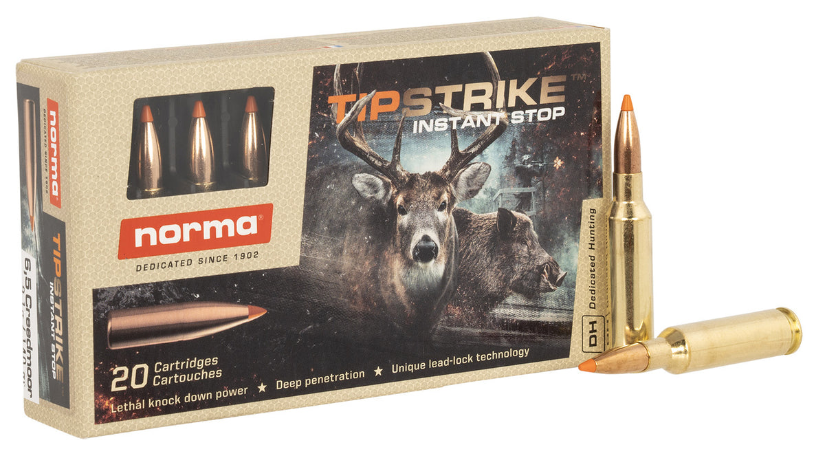 Norma Dedicated Hunting Tipstrike 6.5mm Creedmoor 140 grain Polymer Tip ammunition