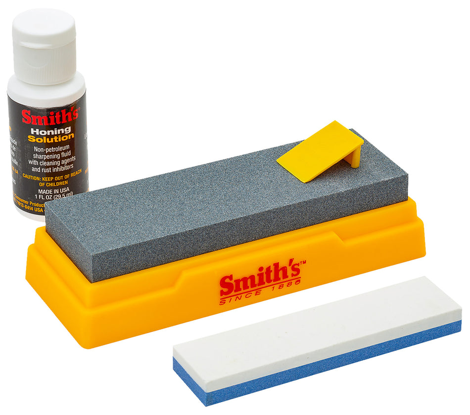 Smiths 51328 Bench Stone Sharpening System Gray/Yellow with Honing Oil and Angle Guide