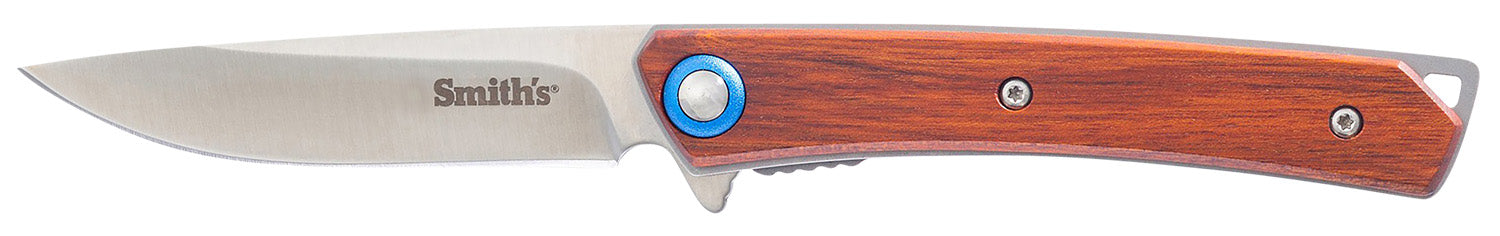 Smith's Products Ecesis 51304 3" Drop Point Folding Pocket Knife 3Cr13MoV Blade Wood and Steel Handle with Clip