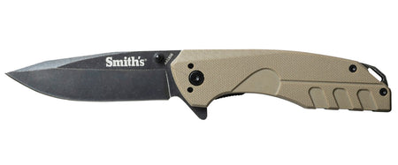 Smith's Products BattlePlan 50995 3.35" Drop Point Folding Pocket Knife Stonewashed Blade Desert Tan Handle