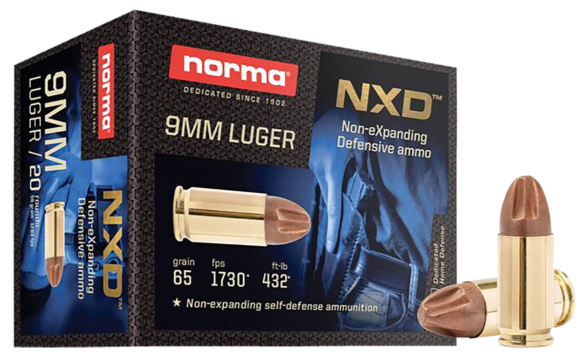 Norma Self Defense NXD Injection Molded Copper Projectile 65 Grain 9mm Luger/Parabellum 1730 fps