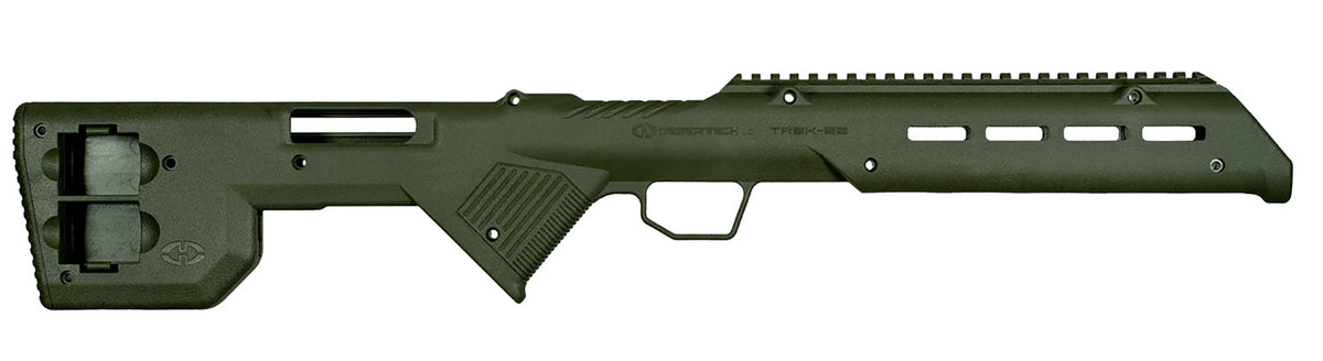 Desert Tech TREK-22 OD Green Bullpup Rifle Chassis for Ruger 10/22 with Integral Optics Rail and M-LOK Points