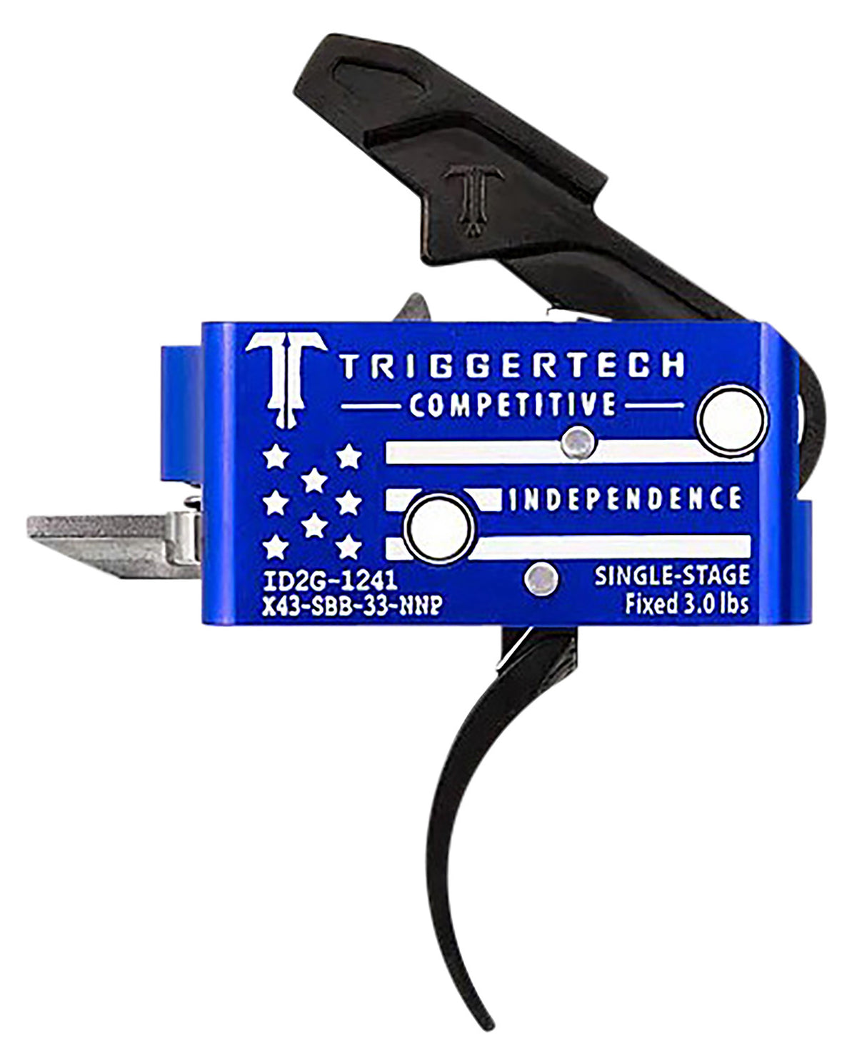 TriggerTech Competitive Independence Pro AR-15 Two-Stage Curved Trigger Blue White Flag Housing