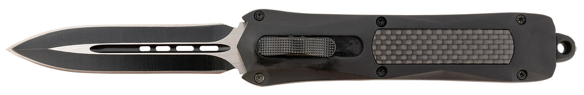 Steel River Knives Spartan 3.50" OTF Auto Dagger 440C SS Blade Black w/Carbon Fiber Inlay Zinc Alloy Aluminum Handle