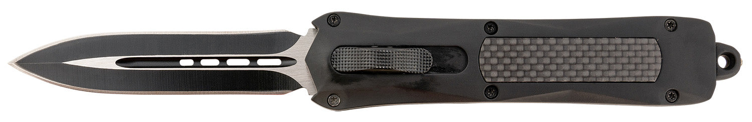 Steel River Knives Spartan 3.50" OTF Auto Dagger 440C SS Blade Black w/Carbon Fiber Inlay Zinc Alloy Aluminum Handle