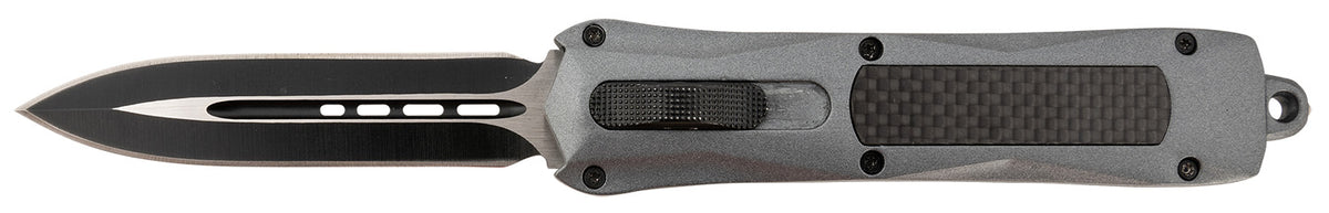 Steel River Knives Spartan 3.50" OTF Auto Dagger 440C SS Blade Gray w/Carbon Fiber Inlay Zinc Alloy Aluminum Handle
