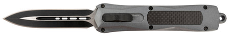 Steel River Knives Spartan 3.50" OTF Auto Dagger 440C SS Blade Gray w/Carbon Fiber Inlay Zinc Alloy Aluminum Handle