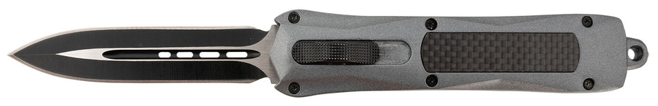 Steel River Knives Spartan 3.50" OTF Auto Dagger 440C SS Blade Gray w/Carbon Fiber Inlay Zinc Alloy Aluminum Handle