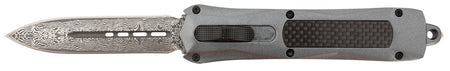 Steel River Knives Spartan 3.50" OTF Auto Dagger Damascus 440C Steel Blade Gray w/Carbon Fiber Inlay Aluminum Handle
