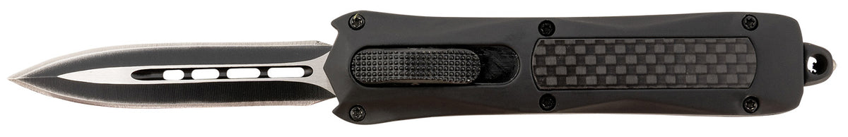 Steel River Knives Spartan Mini 2.70" OTF Auto Dagger 440C SS Blade Black w/Carbon Fiber Inlay Zinc Alloy Aluminum Handle