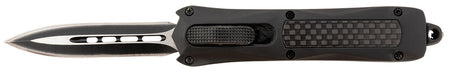Steel River Knives Spartan Mini 2.70" OTF Auto Dagger 440C SS Blade Black w/Carbon Fiber Inlay Zinc Alloy Aluminum Handle