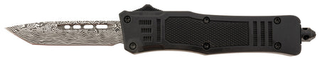 Steel River Knives Spartan Mini 2.75" OTF Tanto Damascus 440C Blade with Black Zinc Alloy Aluminum Handle