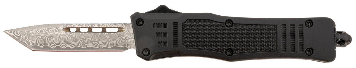 Steel River Knives Spartan Mini OTF Tanto MT616BRDAMT 2.75" Real Damascus Blade 4.25" Black Aluminum Zinc Alloy Handle