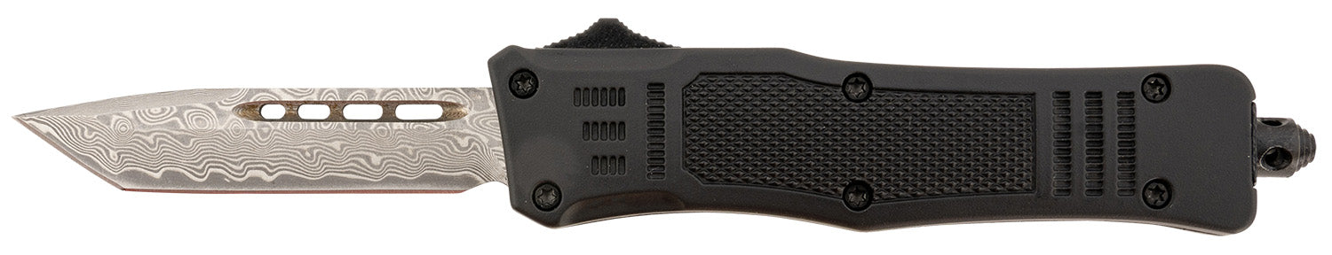 Steel River Knives Spartan Mini OTF Tanto MT616BRDAMT 2.75" Real Damascus Blade 4.25" Black Aluminum Zinc Alloy Handle