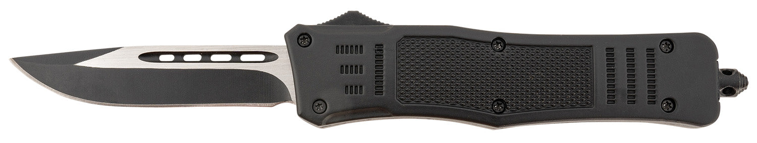 Steel River Knives Spartan Medium OTF Drop Point T618BDP 3.25" Black/Silver 440C SS Blade 4.50" Aluminum Handle