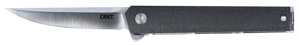 CRKT CEO Compact 7095KX 2.61" Plain Folding Knife, Satin 4116 Stainless Blade, Black GRN Handle, Clip Included