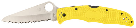 Spyderco Pacific Salt 2 Folder 3.78" H2 Steel Serrated Stonewashed Blade Bright Yellow FRN Handle & 4-Position Clip