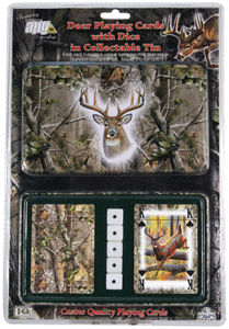 Rivers Edge Deer Mossy Oak Camo Playing Cards & Dice Tin