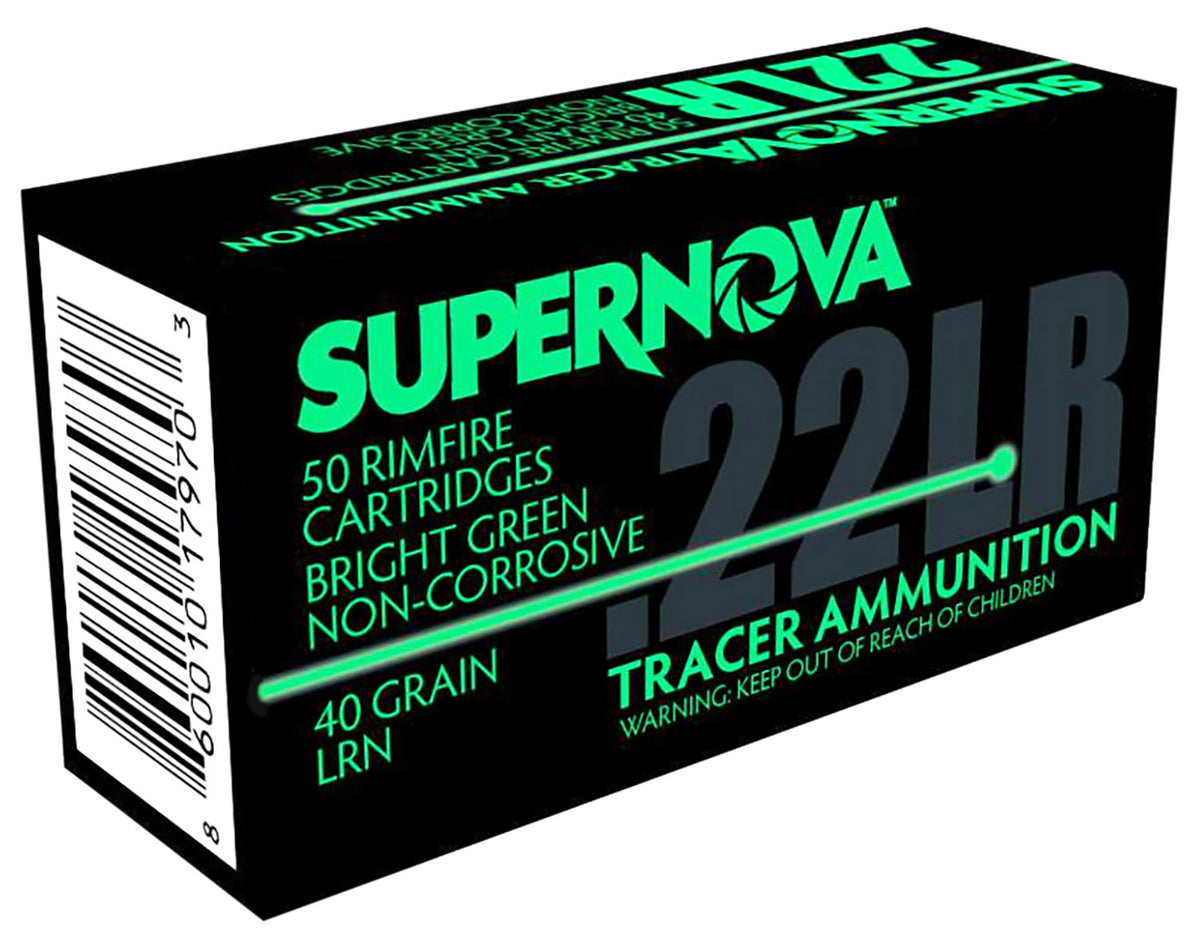 Supernova Green Tracer Non-Corrosive Lead Round Nose 40 Grain .22 Long Rifle 1070 fps