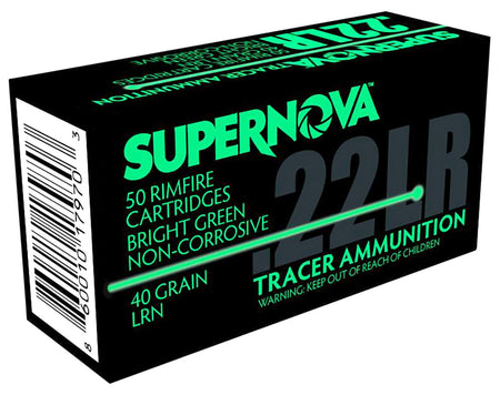 Supernova Green Tracer Non-Corrosive Lead Round Nose 40 Grain .22 Long Rifle 1070 fps