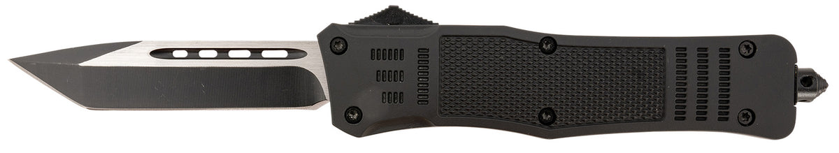 Steel River Knives Spartan OTF Tanto T620BT 3.75" Black/Silver Blade 5.5" Black Aluminum Handle