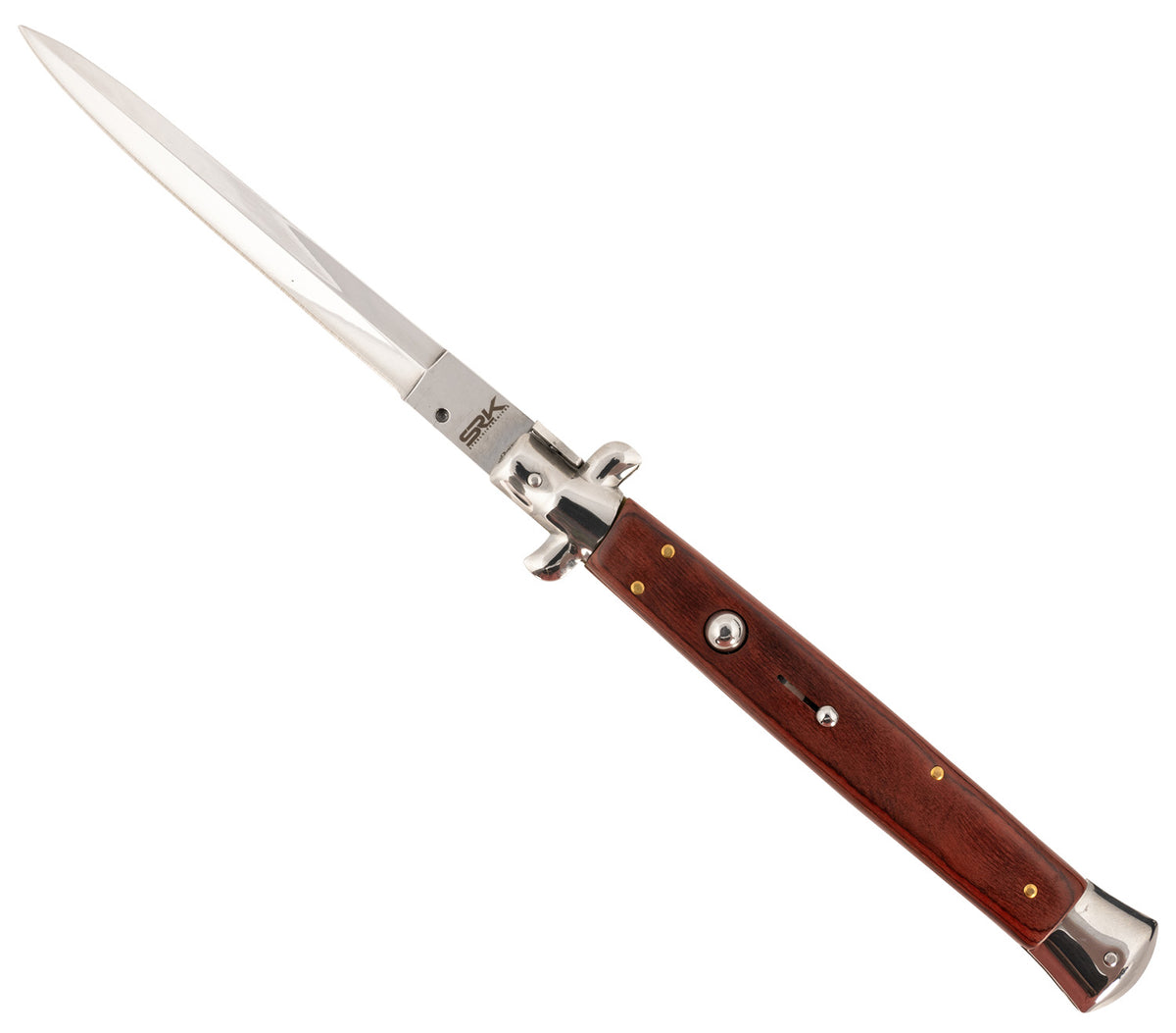 Steel River Spartan CIRWD 6" Italian Dagger Side-Opening Polished Blade 7" Red Wood Handle
