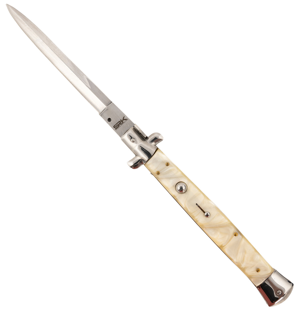 Steel River Knives Spartan Italian Dagger CIMOPD Side-Open 6" Polished Blade 7" Mother of Pearl Synthetic Handle