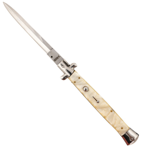 Steel River Knives Spartan Italian Dagger CIMOPD Side-Open 6" Polished Blade 7" Mother of Pearl Synthetic Handle