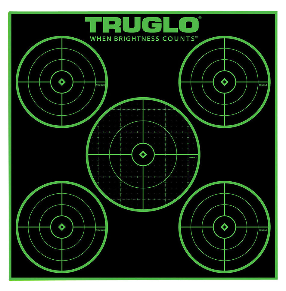 TruGlo TG11A25 Tru-See Self-Adhesive Green Halo 5-Bullseye Paper Targets 25 Pack