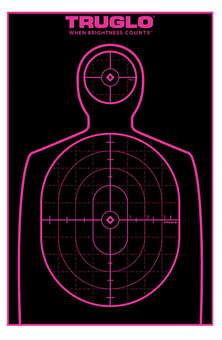 TruGlo TG13A12BB Tru-See Self-Adhesive Pink Halo Handgun Silhouette Paper Targets 12 Pack